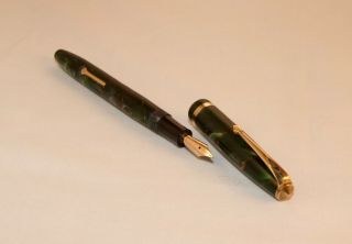 Vintage Conway Stewart 12 Fountain Pen - Green & Russet Pearl Marble - C1955