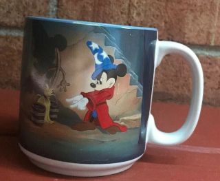 Disneyland Paris Walt Disney Mickey Mouse Sorcerer Fantasia Coffee Mug Cup Blue