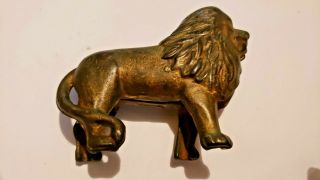 Vintage Cast Iron Brass Finish 5 1/4 " Lion Bank Solid Legs/tail