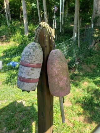Vintage 3 Numbered Painted Foam Wood Buoys Fishing Maritime Lobster Crab