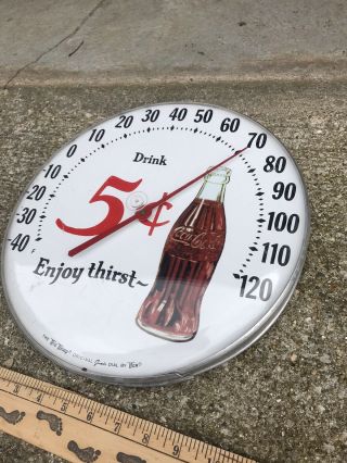 Vintage 5 cent Coca - Cola Coke Round Thermometer Ohio Jumbo Dial NOS NIB 3
