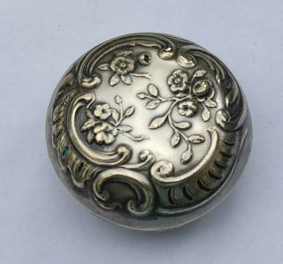 Antique French Art Nouveau Silver Plated Snuff Powder Compact Box Old Vintage 2