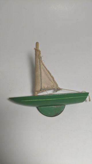 Vintage Birkenhead Star Productions Toy Wood Boat Metal Fin England,  5 "
