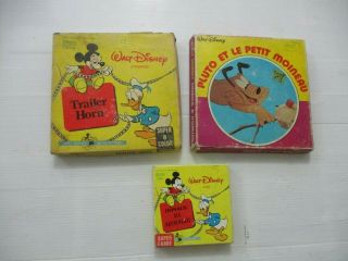 3 X Vintage 8 Mm Cartoons Films By Walt Disney,  Usa,  60 