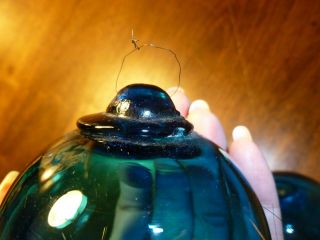 Vintage Hand Blown Glass Floats/Balls/Orbs - set of 3 Light Blue 3