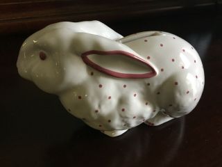 Vintage Tiffany & Co Ceramic Bunny Rabbit Bank Pink & White Polka Dot