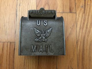 Antique Cast Iron Us Mail Box Still Bank W/ Raised Eagle