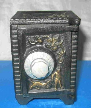 Vintage Cast Combination Style Miniature Floor Safe Styled Bank