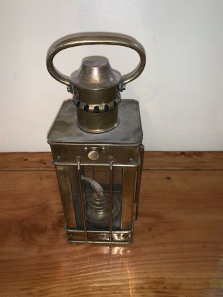 Vintage Antique Brass Oil Ship Lantern/ Maritime,  Nautical Oil Lamp 12” Tall 5”w