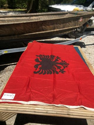 Vintage Big Ship Cloth Flag Albania 5 Ft X 3 Ft
