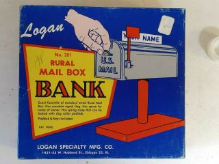 Vintage Logan Rural Mailbox Piggy Bank - Us Postal Mail Service