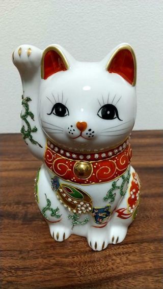 Japanese Tradition Vintage Beckoning Cat Maneki Neko Ceramic Maneki Neko M