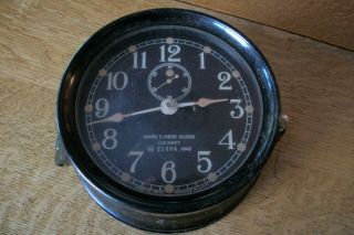 1942 W.  W.  2 Seth Thomas Us Navy Mark 1 Deck Clock 21494 Running