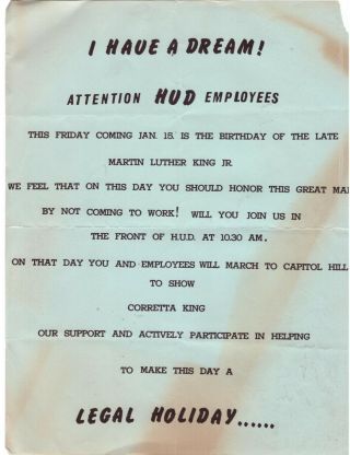 1971 Martin Luther King Jr.  Birthday Washington Dc March For Holiday Very Early