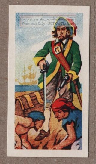 Buccaneer Pirate Captain Kidd Buries His Treasure Vintage Ad Trade Card