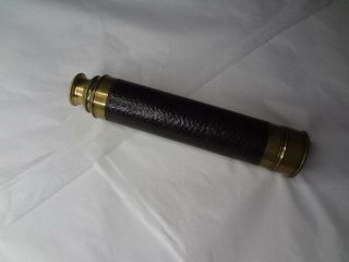 Antique 3 Draw Brass And Leather Telescope Made In France.