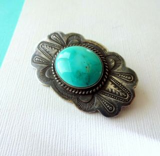 Vintage 1950 ' s Navajo Sterling Silver & Turquoise Brooch/Pin 2