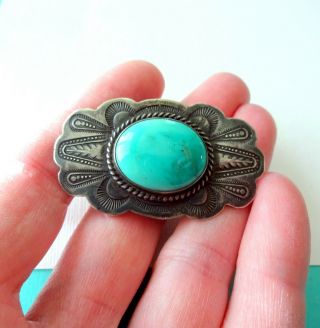 Vintage 1950 ' s Navajo Sterling Silver & Turquoise Brooch/Pin 3