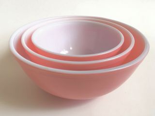 Vintage Pink Pyrex Nesting Mixing Bowls 402 403 & 404 Faded No Chips Set Of 3