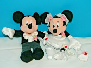 Disney Mickey & Minnie Mouse 9 " Bride And Groom Wedding Plush Stuffed Animal Toy