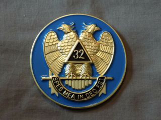Masonic 3 " Blue Car Emblem 32nd Degree Scottish Rite Metal Freemason