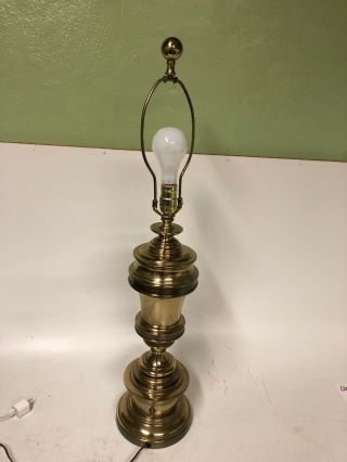Vintage Mid Century Stiffel Heavy Brass On Off Table Lamp 32”tall - 7”bottom Base