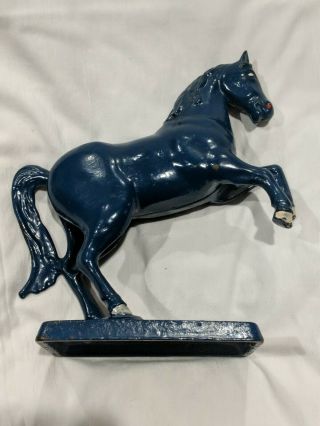 Antique Ac Williams Blue Rearing Horse On Base Cast Iron Still Bank