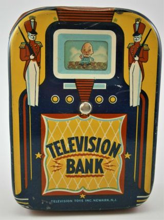 Vintage " Television Bank " Mechanical Bank By Television Toys Inc.  Newark,  N.  J. ,