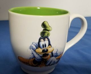 Disney Store Goofy Large Coffee Tea Mug Ceramic White with Green Interior 16 oz 3