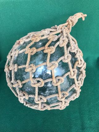 Japanese Fishing Buoy Hand Blown Glass And Rope