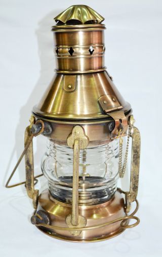 15 " Antique Brass Lighthouse Lantern Ship Lamp Maritime Nautical Home Decor