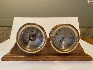 Vintage Bell Clock Co Quartz Brass Ships Clock Barometer
