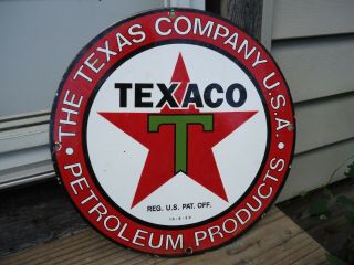 Old Vintage 1950s Texaco Star Gasoline Porcelain Gas Station Pump Ad Sign