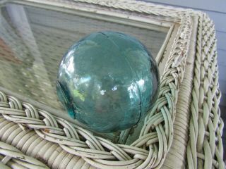 Antique 10.  5 " Blue Glass Fishing Float W/mold Line