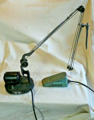 Vintage Emesco 90n Dental Drill Black Motor Belt Driven Crane Foot Pedal Control