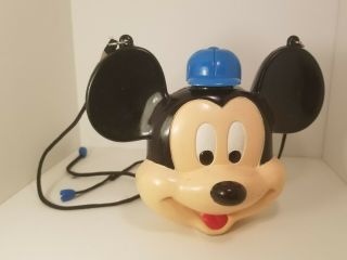 Vintage Walt Disney Mickey Mouse Head Plastic Canteen With Shoulder Strap