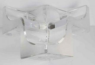 Vtg Post Modern Nancy Daum France Crystal Geometric Signed Art Sculpture Bowl 2
