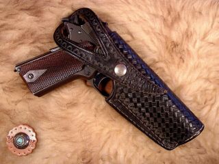 Unique Cooper Combat Style Vintage Tooled Leather Holster For Colt 1911.  45