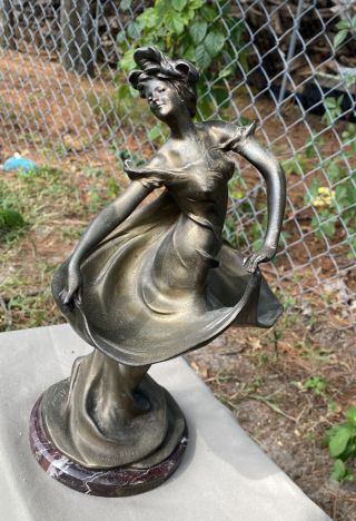 Serpentine Par L Alliot Deco Figure Dancing Woman Cast Bronze,  Brass? Signed