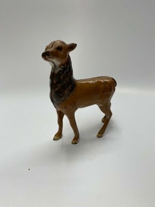 Vintage Cast Iron Llama Alpaca Animal Painted Still Piggy Savings Bank (hubley?)
