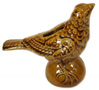 Rare Antique Rockingham Enamel Glazed Still Bank Song Bird
