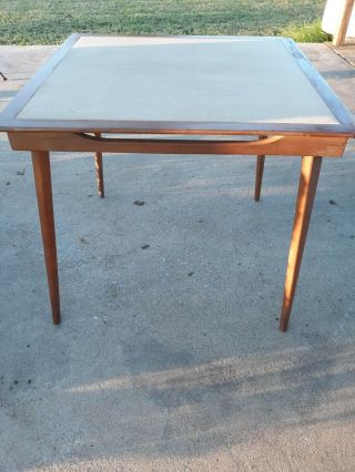 Vintage Mid Century Modern Folding Card Table Stakmore Danish Style Wood 1960s