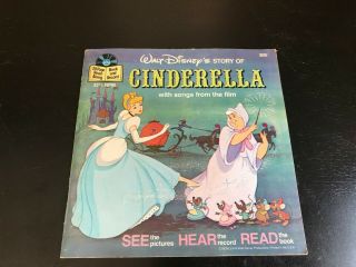 Walt Disney Book And Record Story Of Cinderella With Songs From The Film Vintage