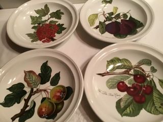 Vintage Portmeirion Pomona Set 4 Rim Soup/pasta Bowls 8 5/8” Multicolor Fruit