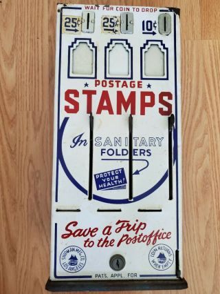 Vintage U.  S.  Postage Stamp Vending Machine 25,  25,  & 10 Cent Slots Machine