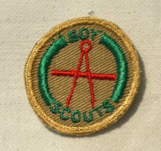 Boy Scout Surveyor Proficiency Award Badge Tan Cloth Troop Large