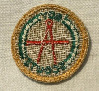 Boy Scout Surveyor Proficiency Award Badge Tan Cloth Troop Large 2