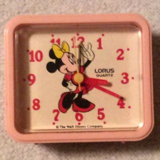 Vintage Disney Minnie Mouse Pink Lorus Quartz Alarm Clock &