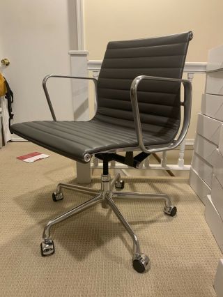 Eames Herman Miller 2014 Group Management Chair.  Graphite Leather.  Desk