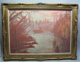Large Antique Oil Painting Of Venice Sigismond Jeanes (french) C.  1915